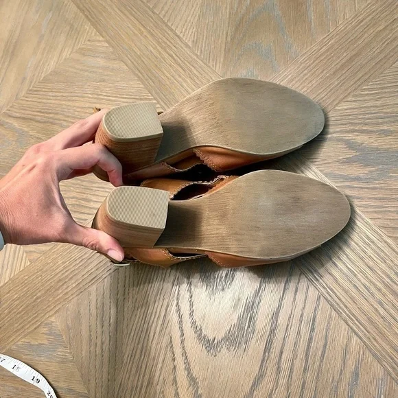 Nwot Brantano Leather Lace up Open Toe and Open Heel Caramel - Picture 4 of 16